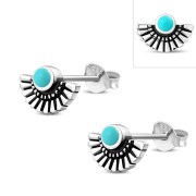 Turquoise Ethnic Style Sterling Silver Stud Earrings, e436st